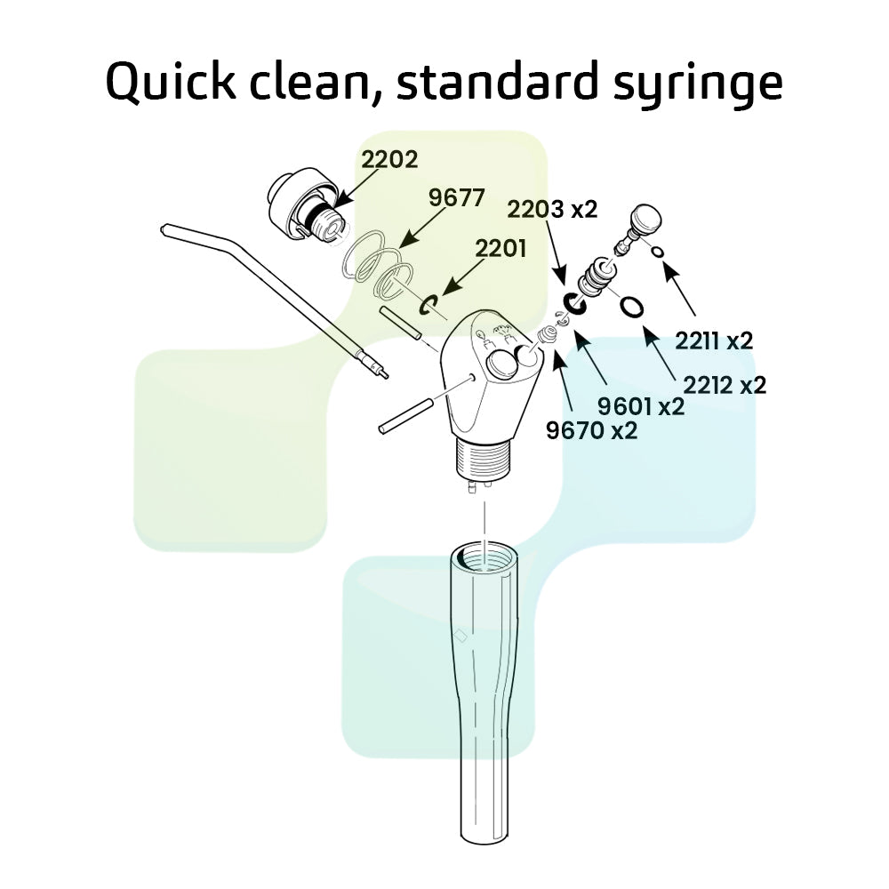 BLACKDOWN DENTAL - DCI 3066 3in1 Quick-Clean Standard Button Syringe Repair Service Kit