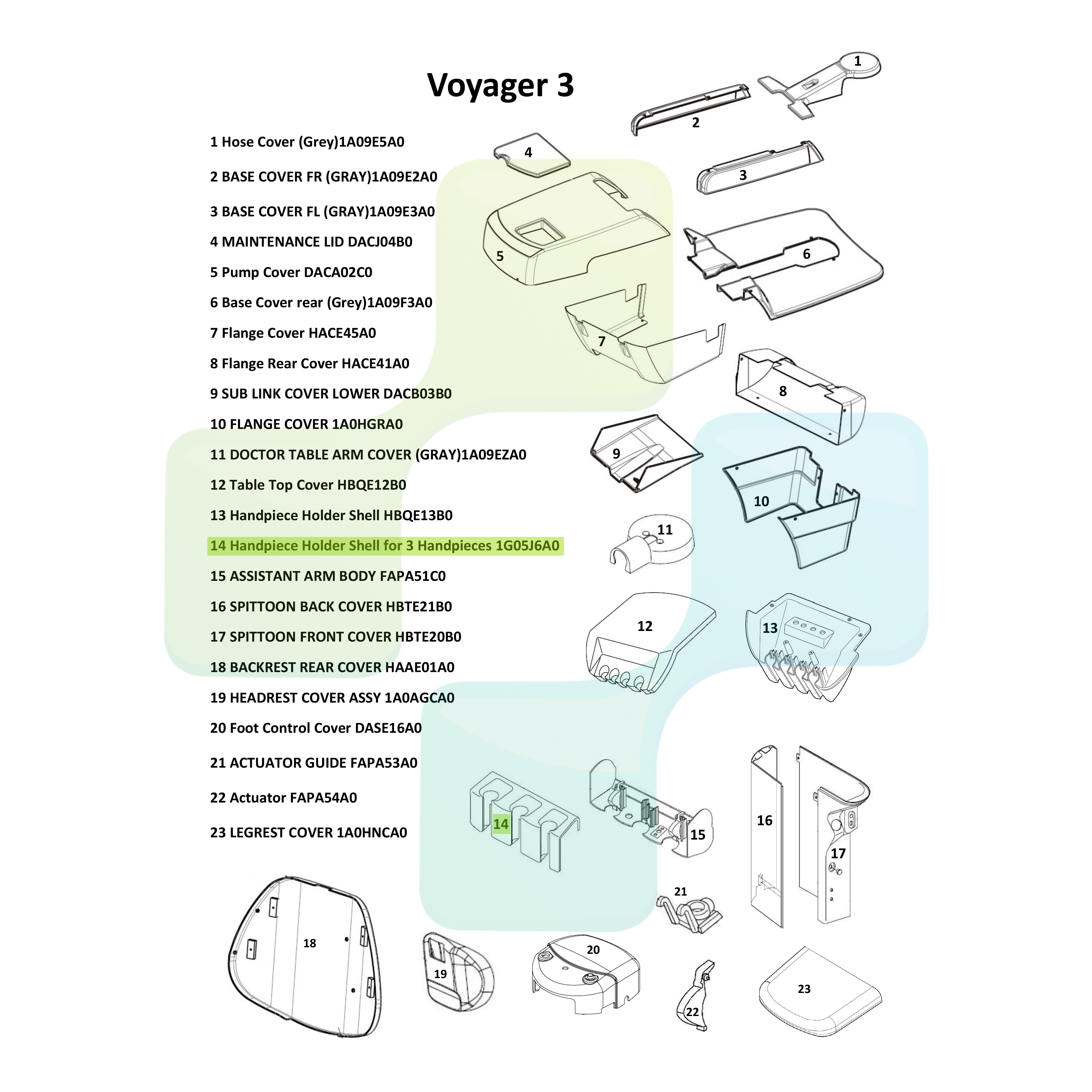 BLACKDOWN DENTAL - Belmont Voyager Assistant Suction Handpiece Holder Body Top Cap (3 H/P Durr)