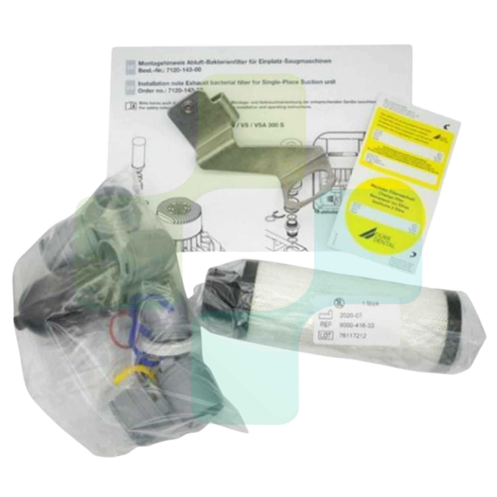 Durr VSA 300 S Bacterial Exhaust Filter For Suction Motor with Bracket & Accessories