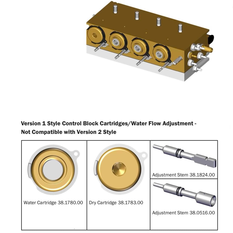 A-dec 300 & 500 Control Block Water Cartridge (Version 1) - 38.1780.00