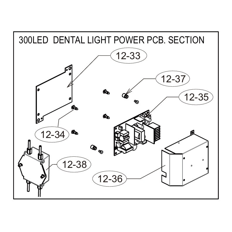 Blackdown Dental - Used 300 LED Dental Light Power PCB Transformer Section - 1G03JHB0-R
